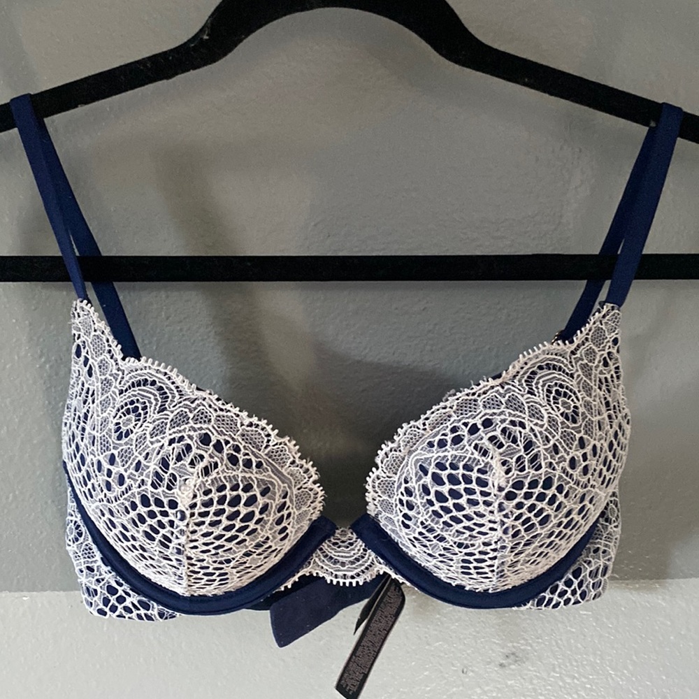 Navy and lace bombshell bra VS   #244